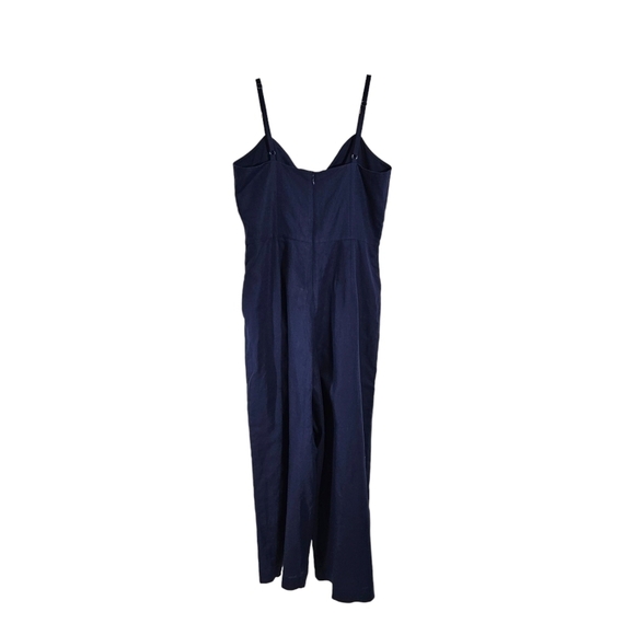 J. Crew Navy Blue Linen Tie Front Jumpsuit - Picture 4 of 8